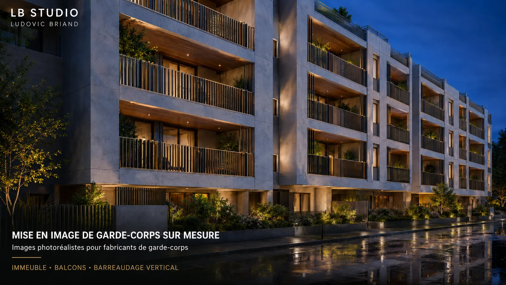 Garde-corps sur mesure — visuel 3D 3