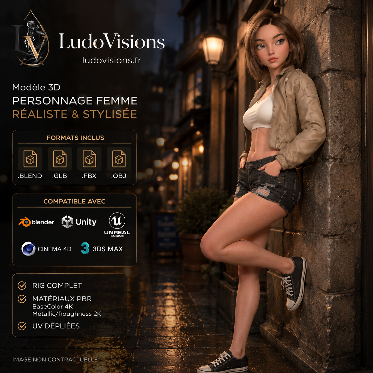 Personnage 3D Cartoon Femme Riggé — Toon 3D 10 | Ludovisions – Image 8