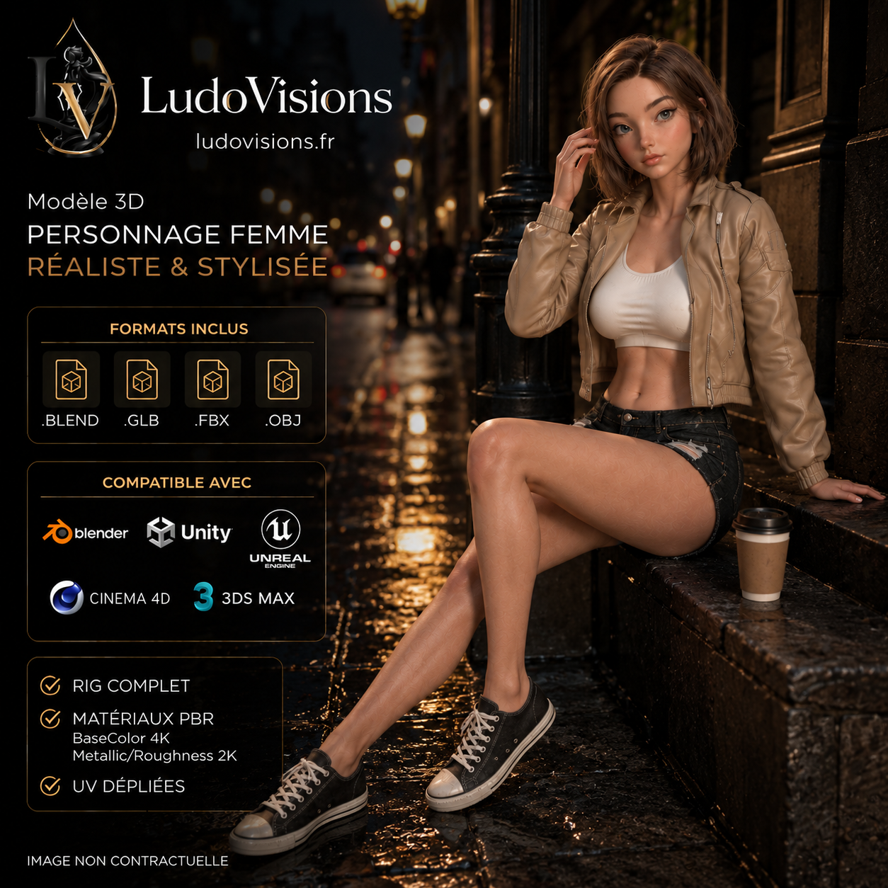 Personnage 3D Cartoon Femme Riggé — Toon 3D 10 | Ludovisions – Image 6