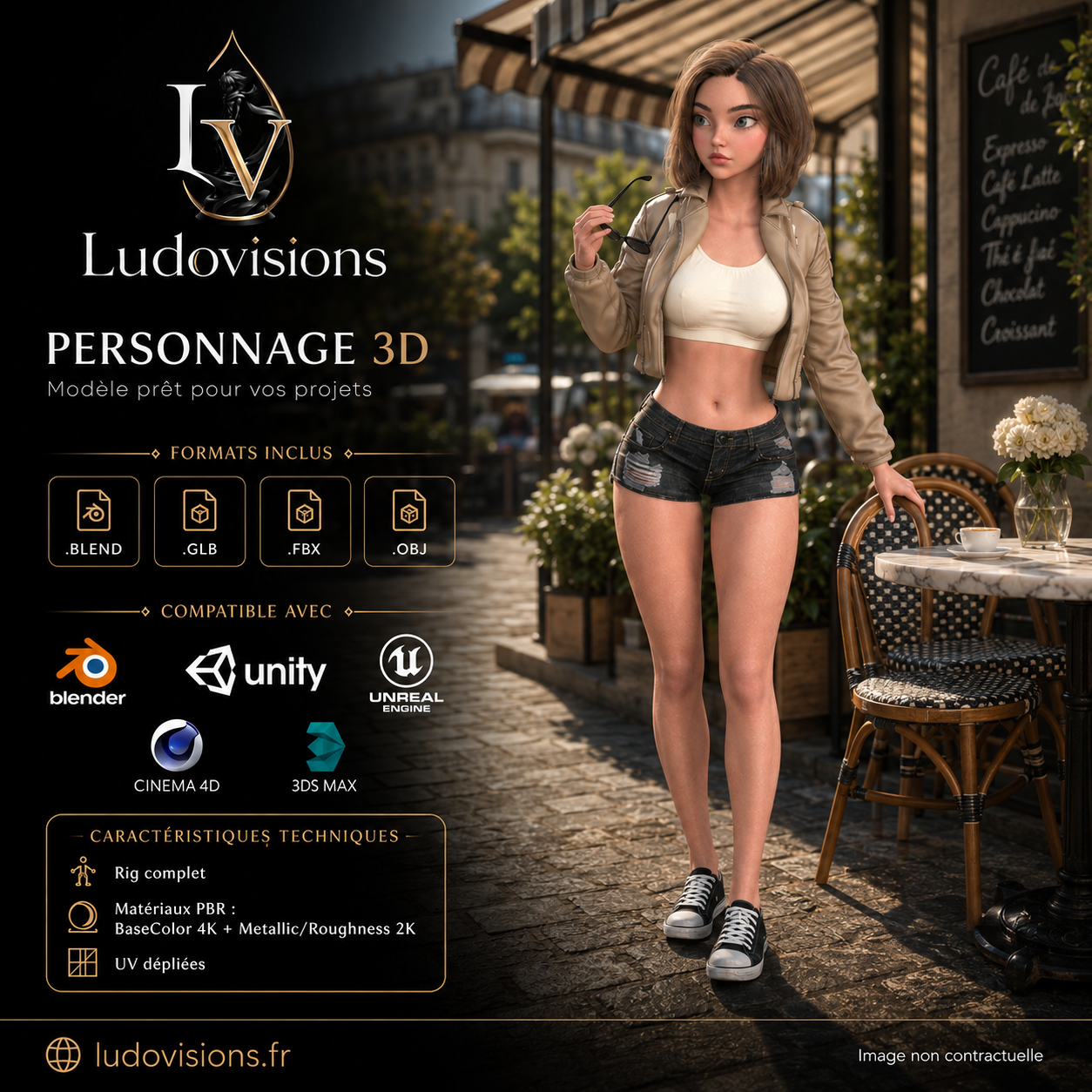 Personnage 3D Cartoon Femme Riggé — Toon 3D 10 | Ludovisions – Image 5