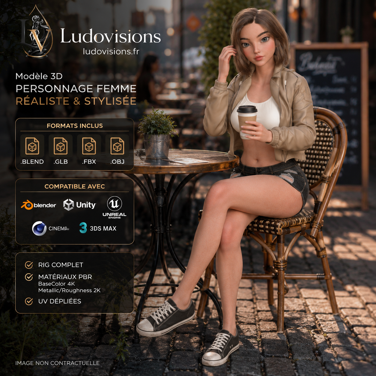 Personnage 3D Cartoon Femme Riggé — Toon 3D 10 | Ludovisions – Image 4