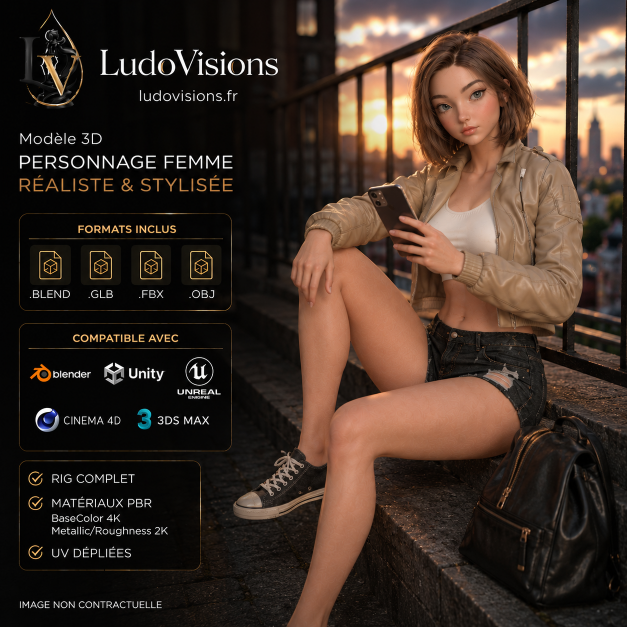 Personnage 3D Cartoon Femme Riggé — Toon 3D 10 | Ludovisions – Image 2