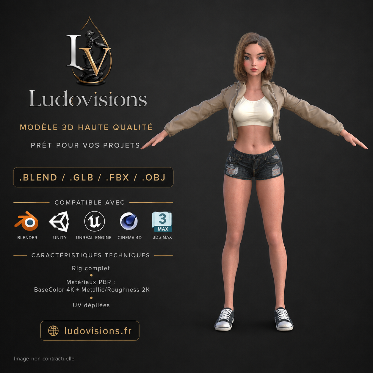 Personnage 3D Cartoon Femme Riggé — Toon 3D 10 | Ludovisions – Image 9