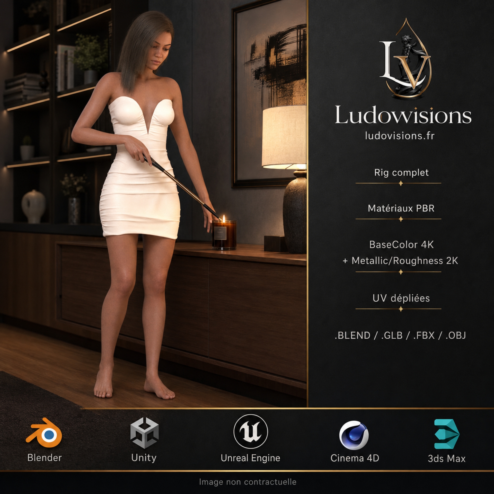 Modèle 3D femme rigged T-pose – Femme Contemporaine FC2 – Image 2