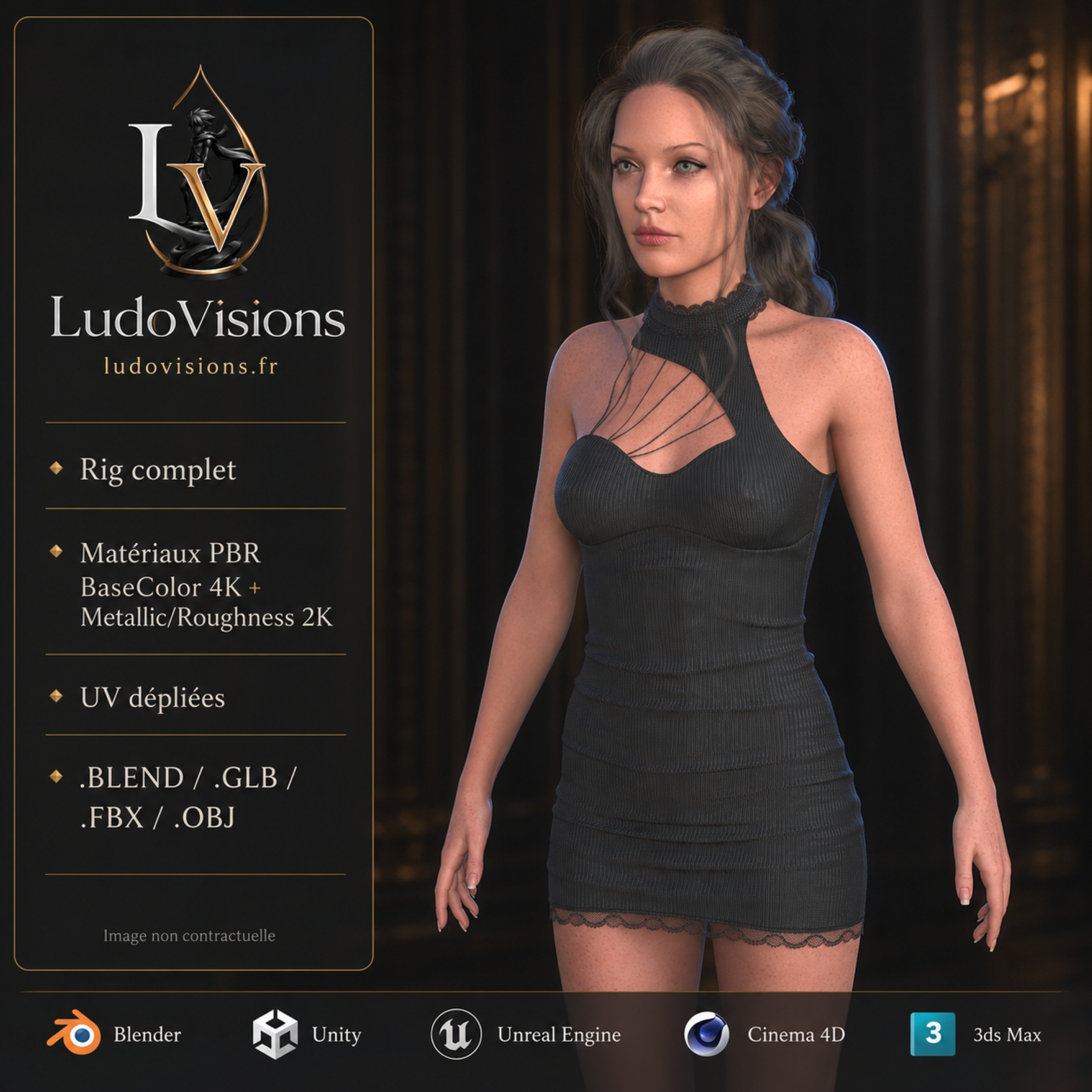 Modèle 3D Femme Réaliste Rigged – FC1 Personnage Game Ready PBR 4K – Image 16