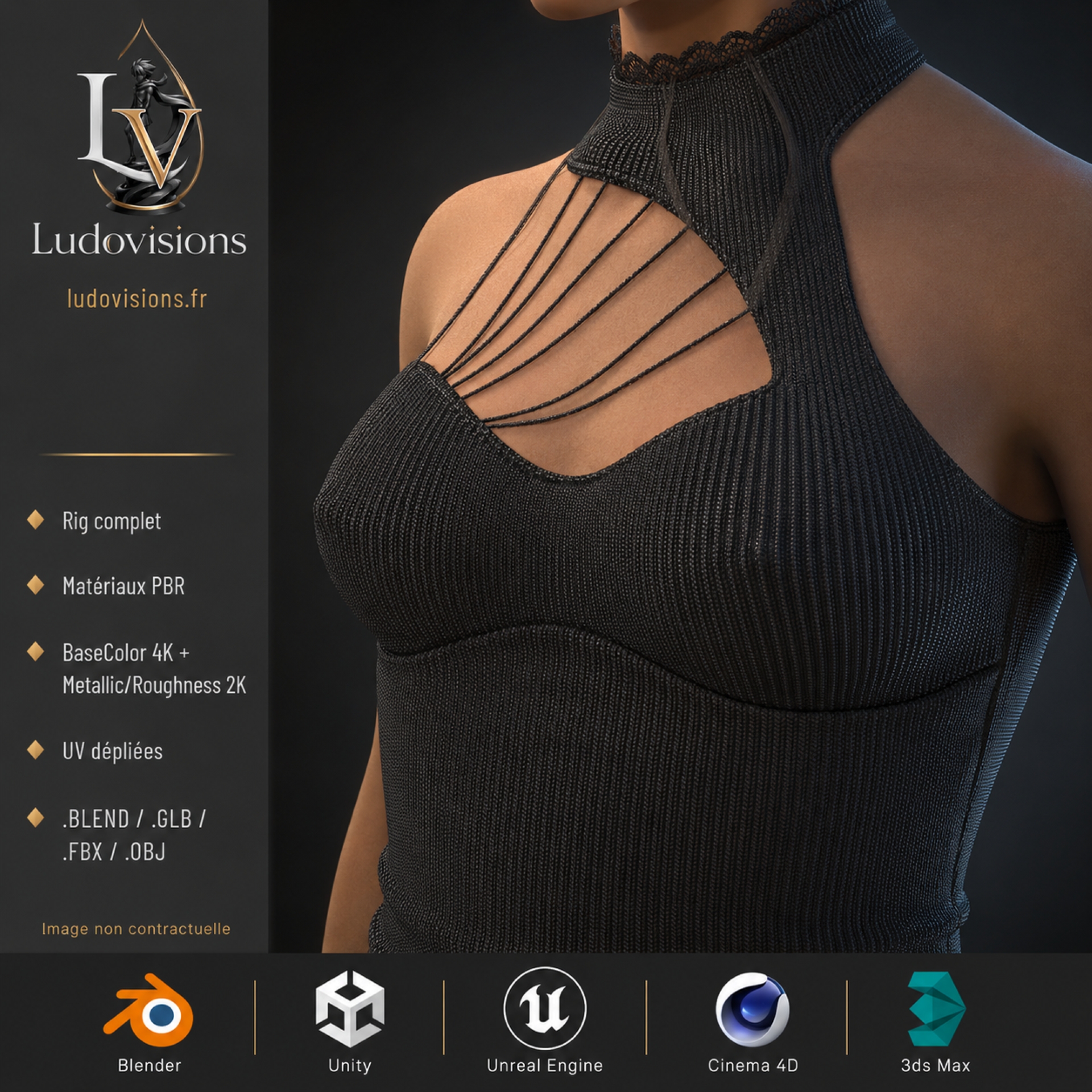 Modèle 3D Femme Réaliste Rigged – FC1 Personnage Game Ready PBR 4K – Image 15
