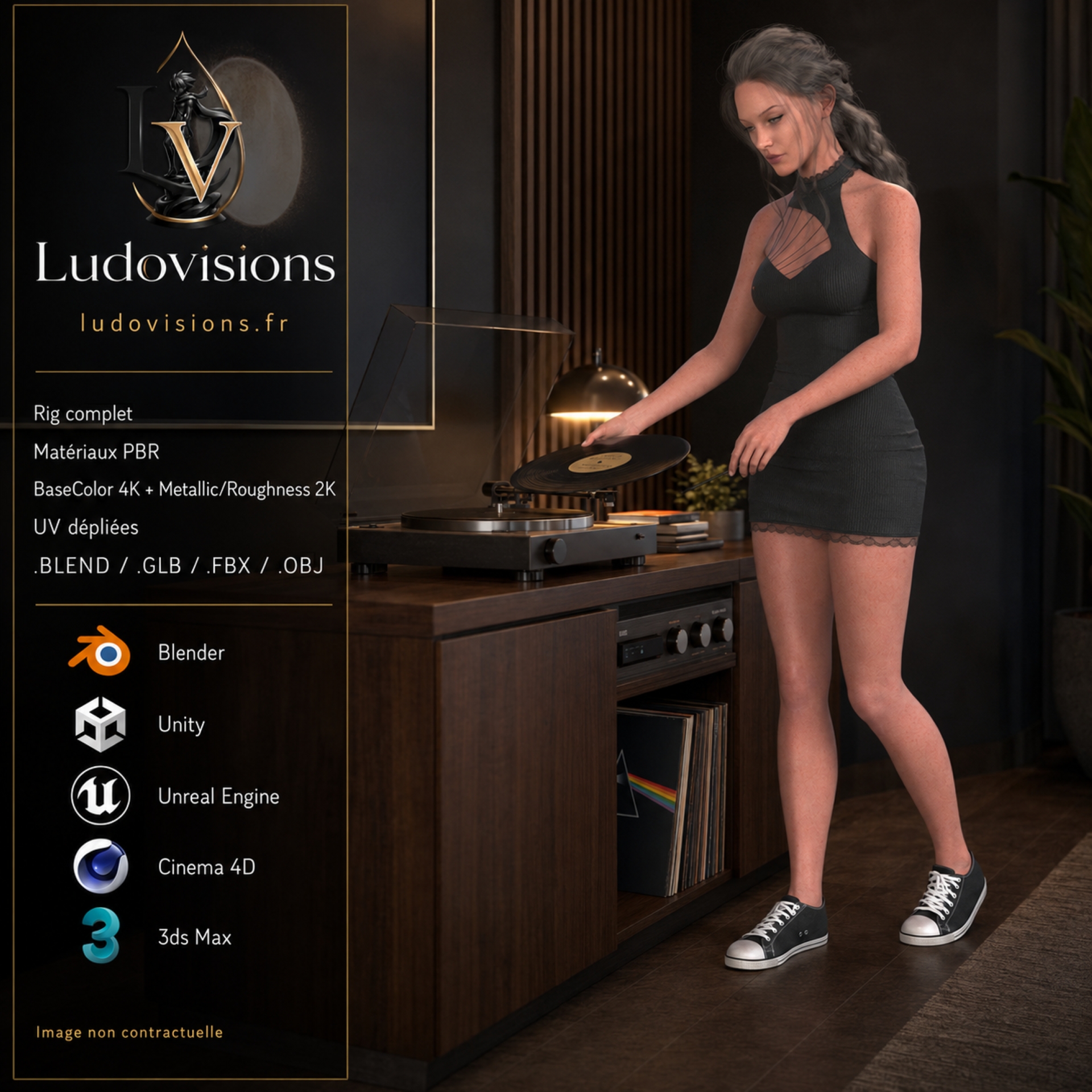 Modèle 3D Femme Réaliste Rigged – FC1 Personnage Game Ready PBR 4K – Image 7
