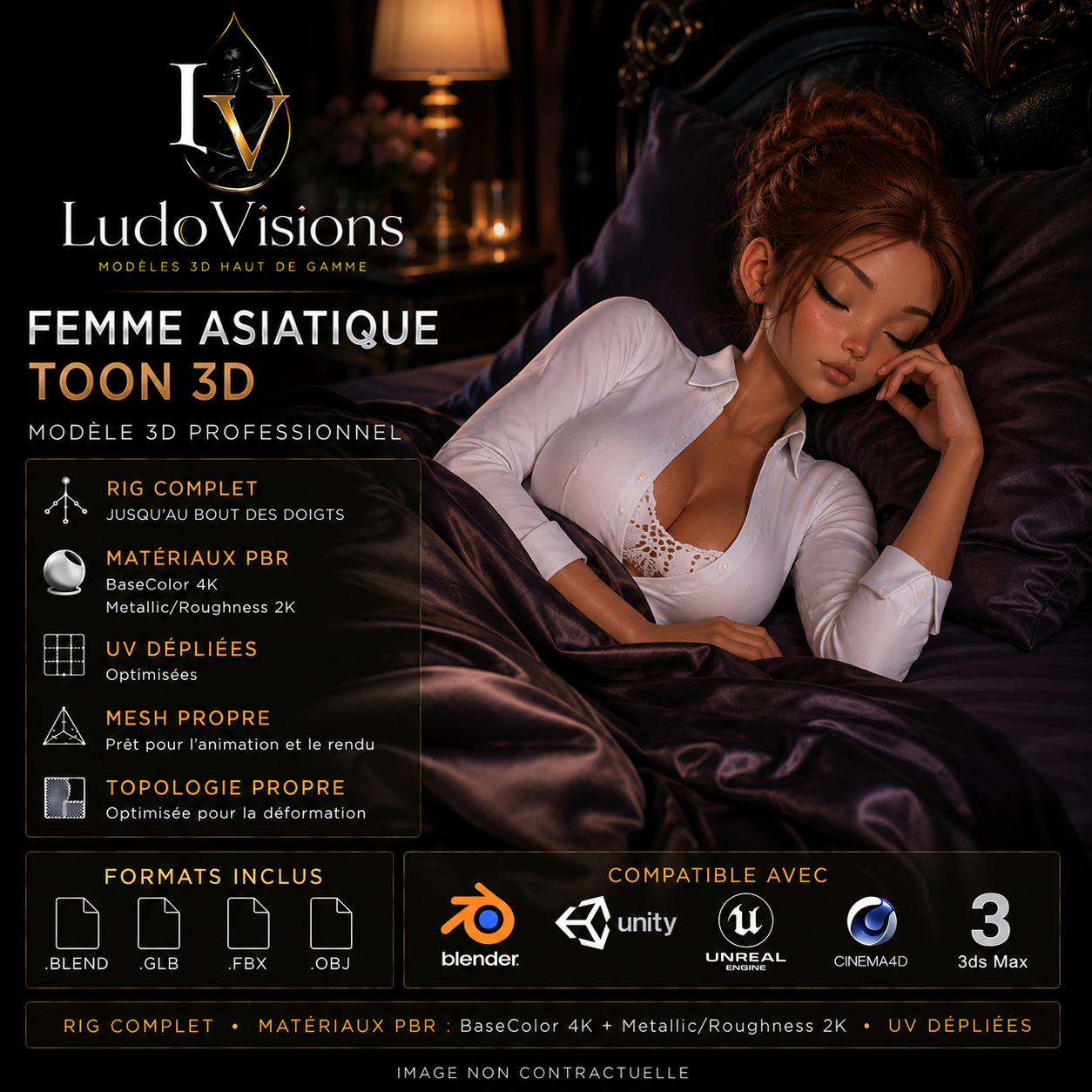 Toon 3D 5 — Personnage 3D Cartoon Femme Riggé | Blender, FBX, GLB, OBJ – Image 7