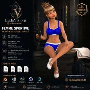 Toon 3D 7 – Personnage Féminin Cartoon 3D Riggé (Blender, GLB, FBX, OBJ)
