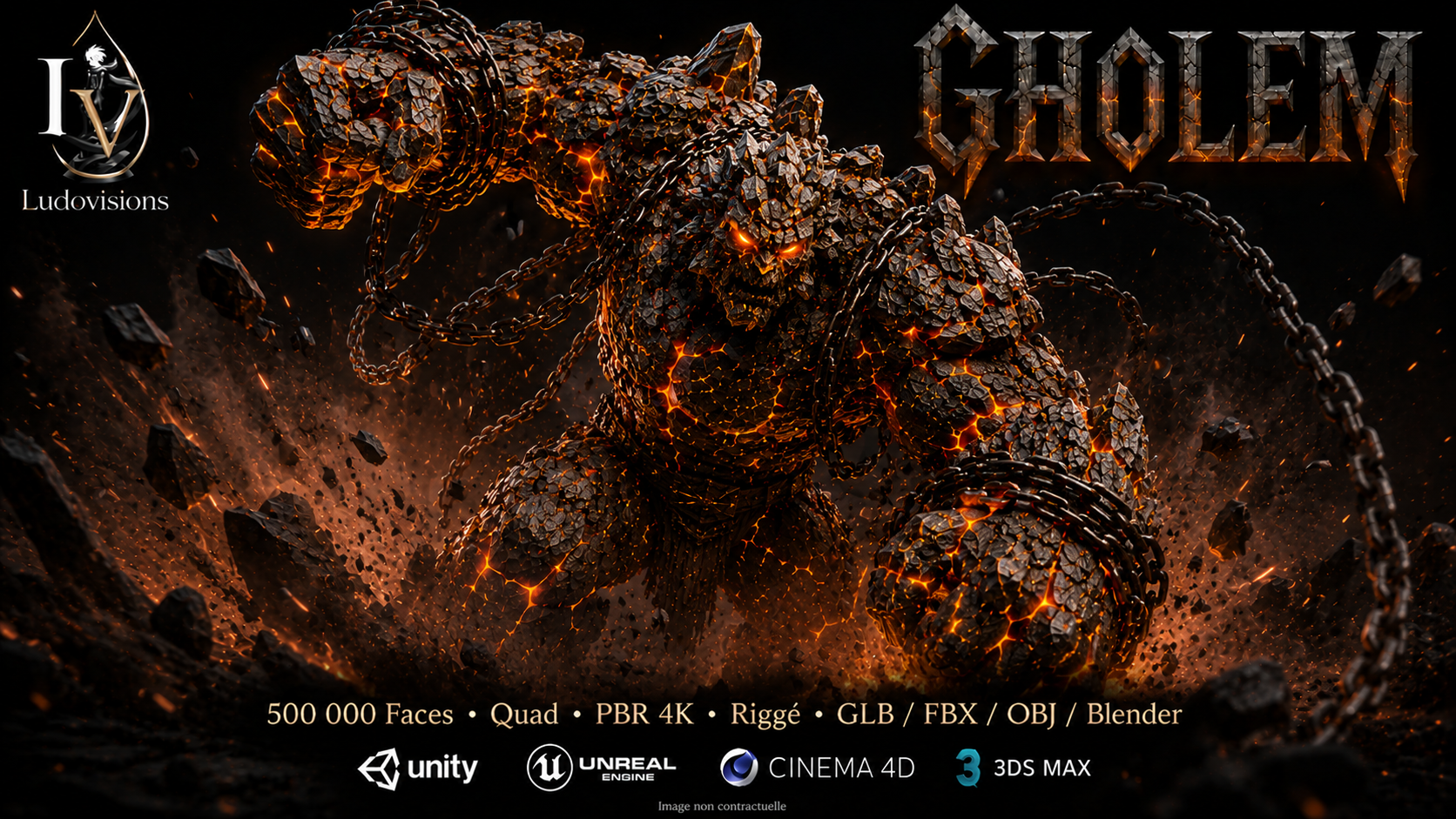 Gholem – Boss 3D Colossal de Pierre • Maillage Quad • 500 000 Faces • PBR 4K • Riggé – LudoVisions – Image 10
