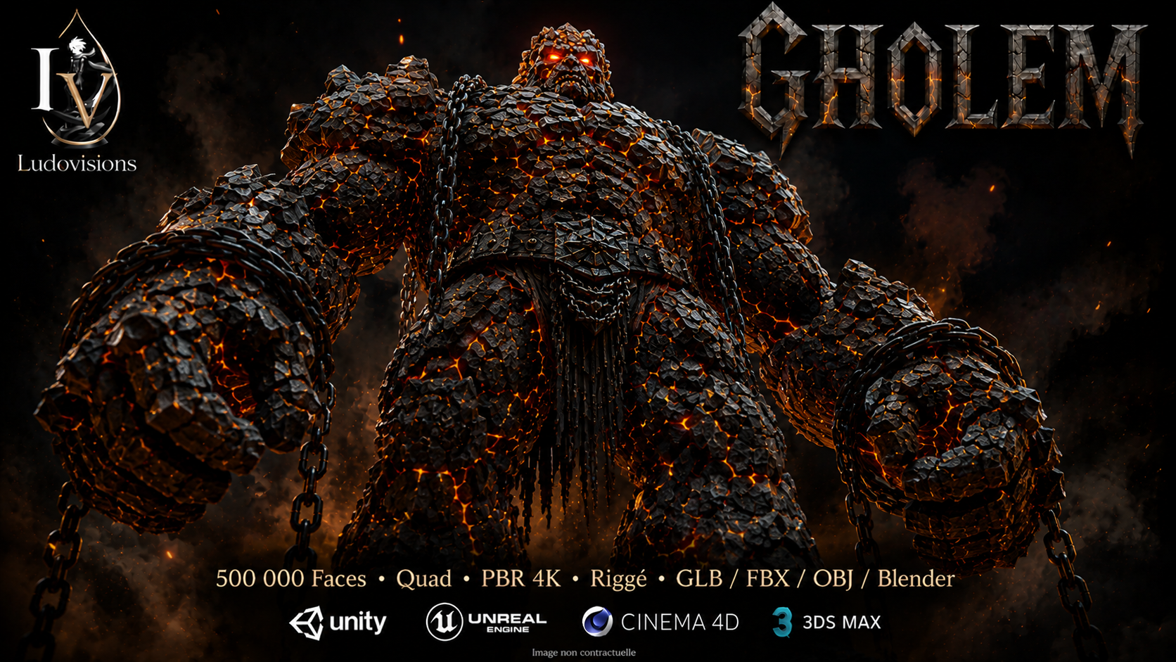Gholem – Boss 3D Colossal de Pierre • Maillage Quad • 500 000 Faces • PBR 4K • Riggé – LudoVisions – Image 8