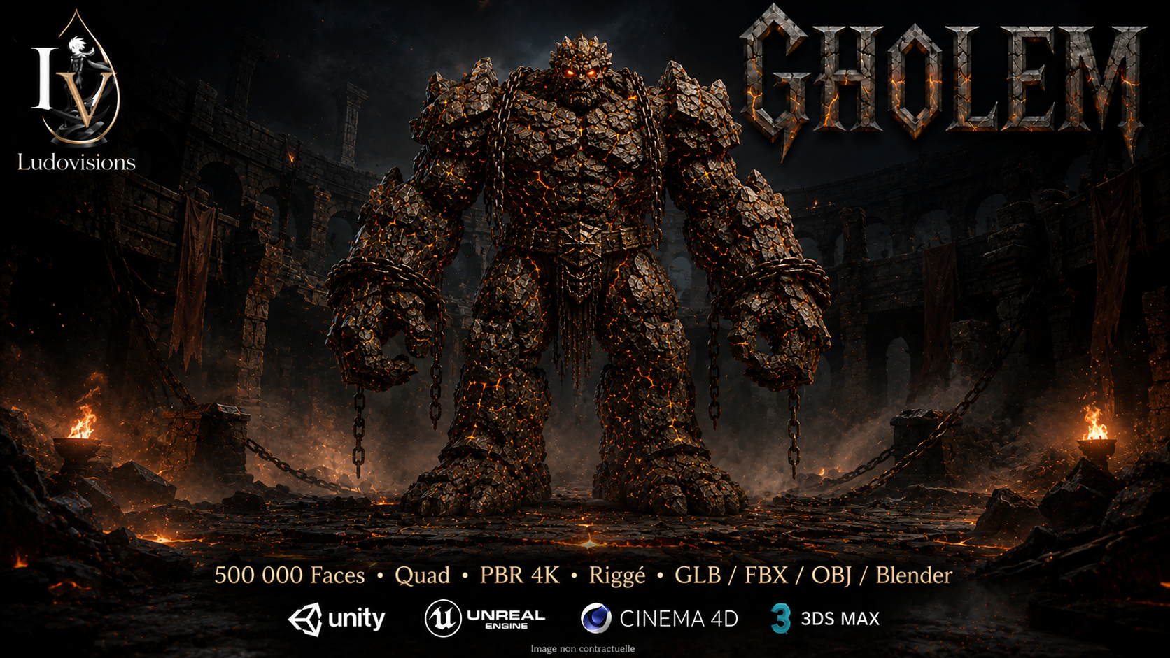 Gholem – Boss 3D Colossal de Pierre • Maillage Quad • 500 000 Faces • PBR 4K • Riggé – LudoVisions – Image 6