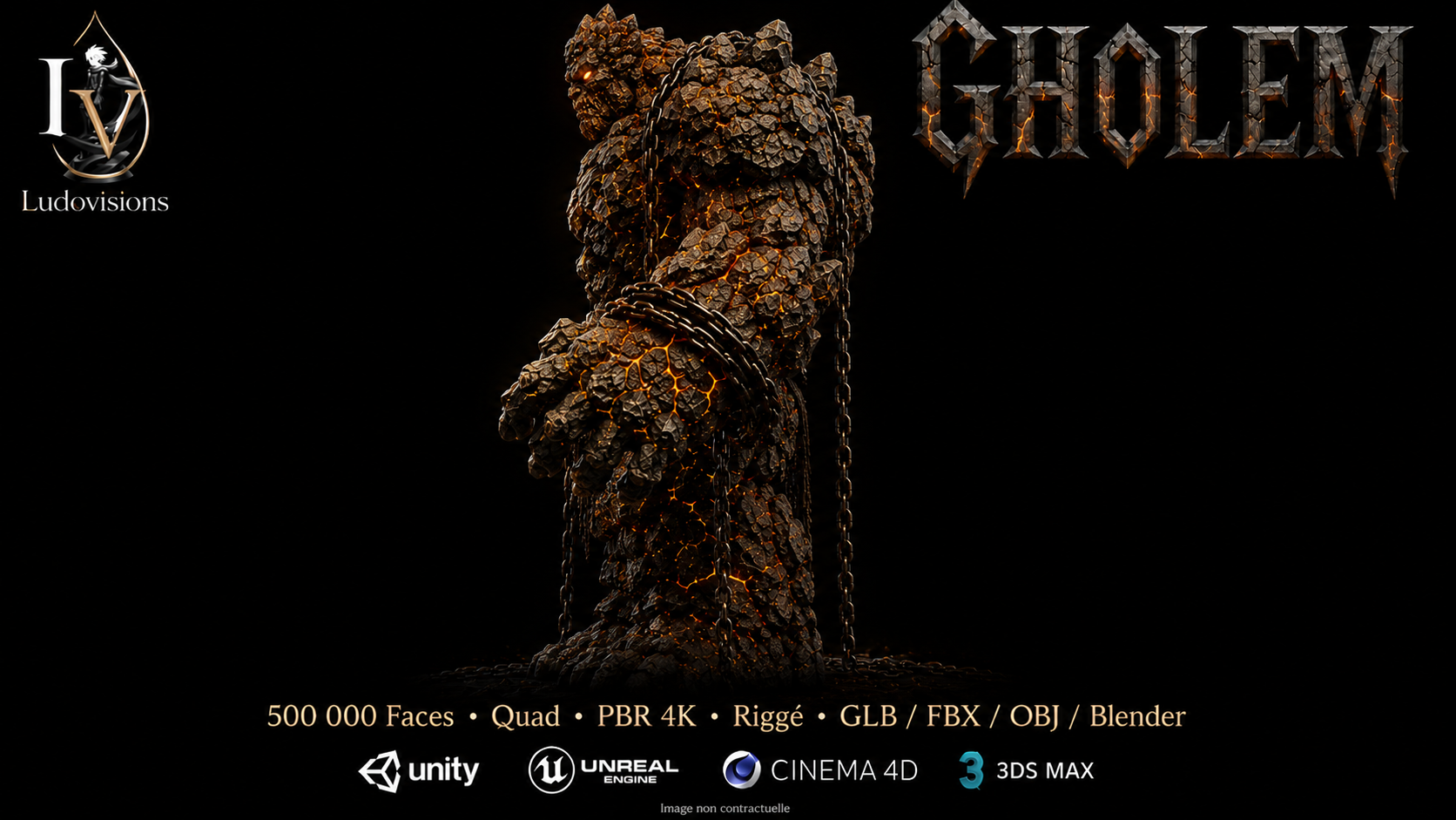 Gholem – Boss 3D Colossal de Pierre • Maillage Quad • 500 000 Faces • PBR 4K • Riggé – LudoVisions – Image 5