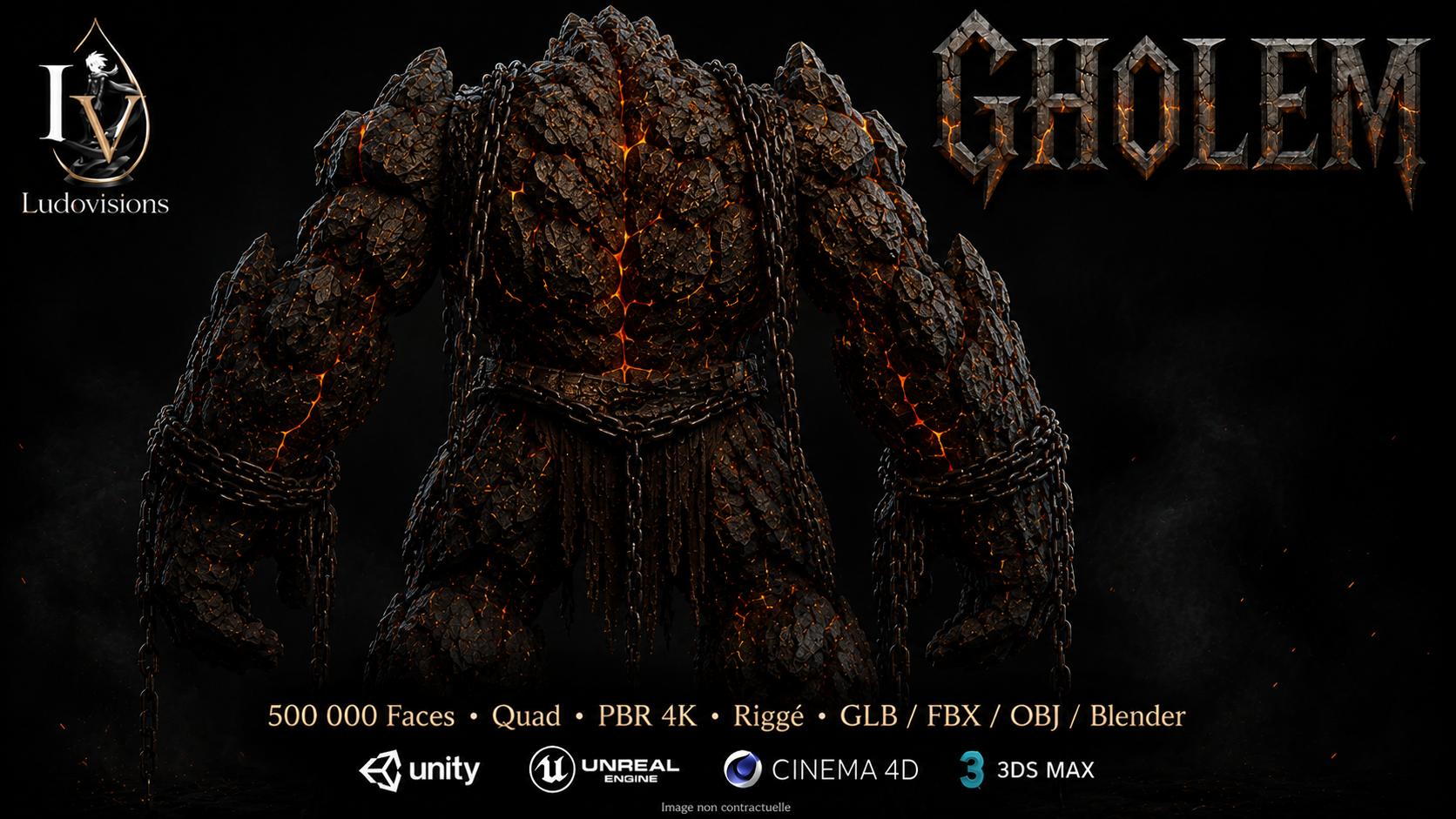 Gholem – Boss 3D Colossal de Pierre • Maillage Quad • 500 000 Faces • PBR 4K • Riggé – LudoVisions – Image 4