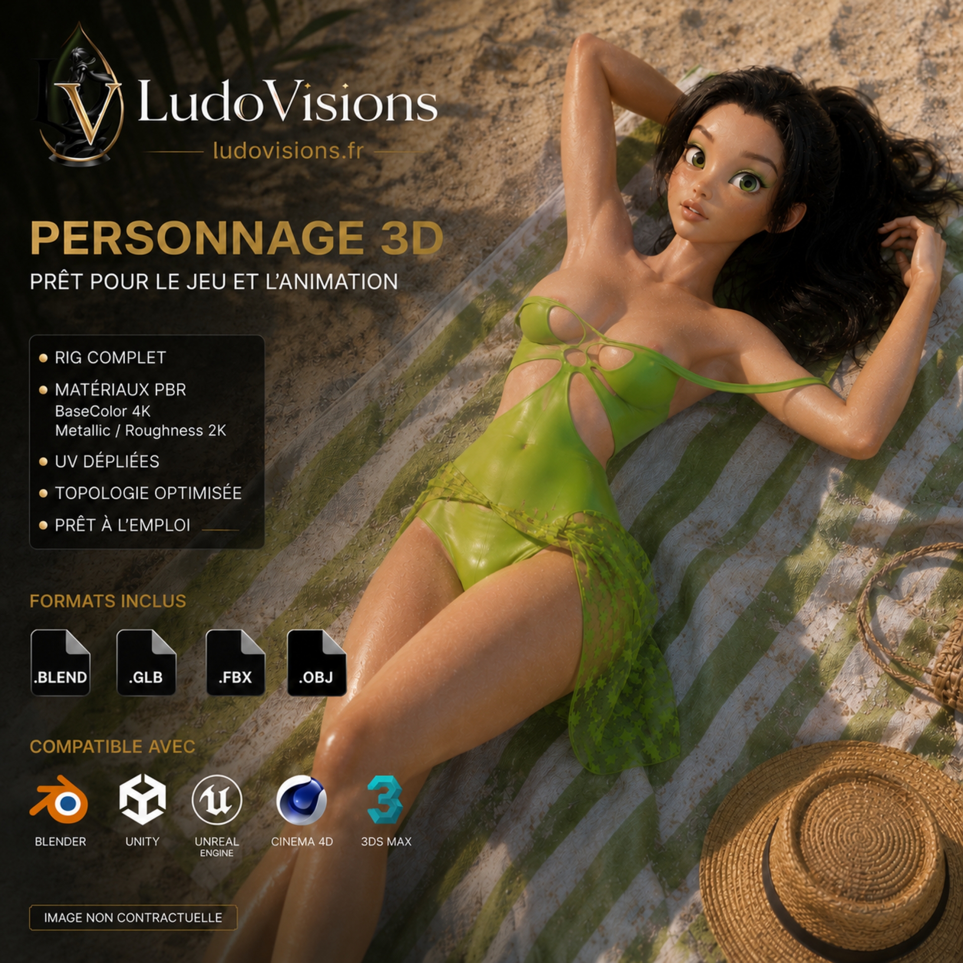 Toon 3D 8 – Personnage 3D cartoon fille riggé | Blender, FBX, OBJ, GLB – Image 6