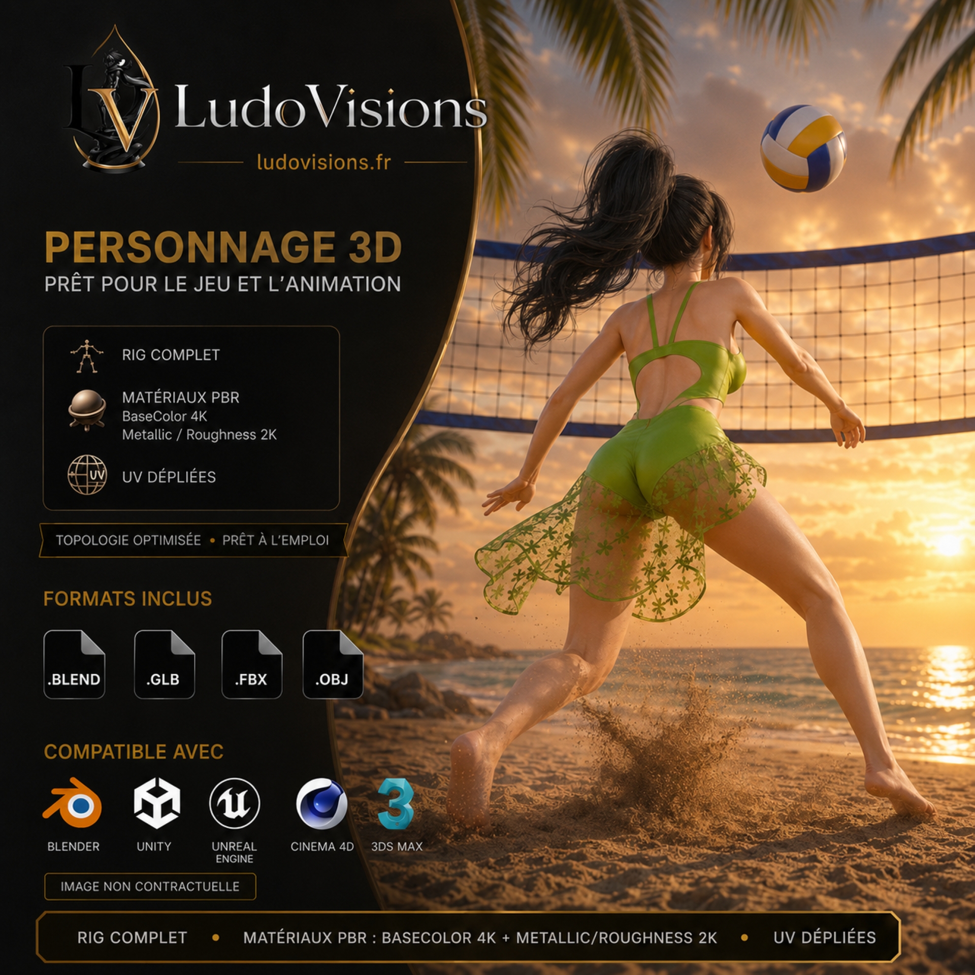 Toon 3D 8 – Personnage 3D cartoon fille riggé | Blender, FBX, OBJ, GLB – Image 4