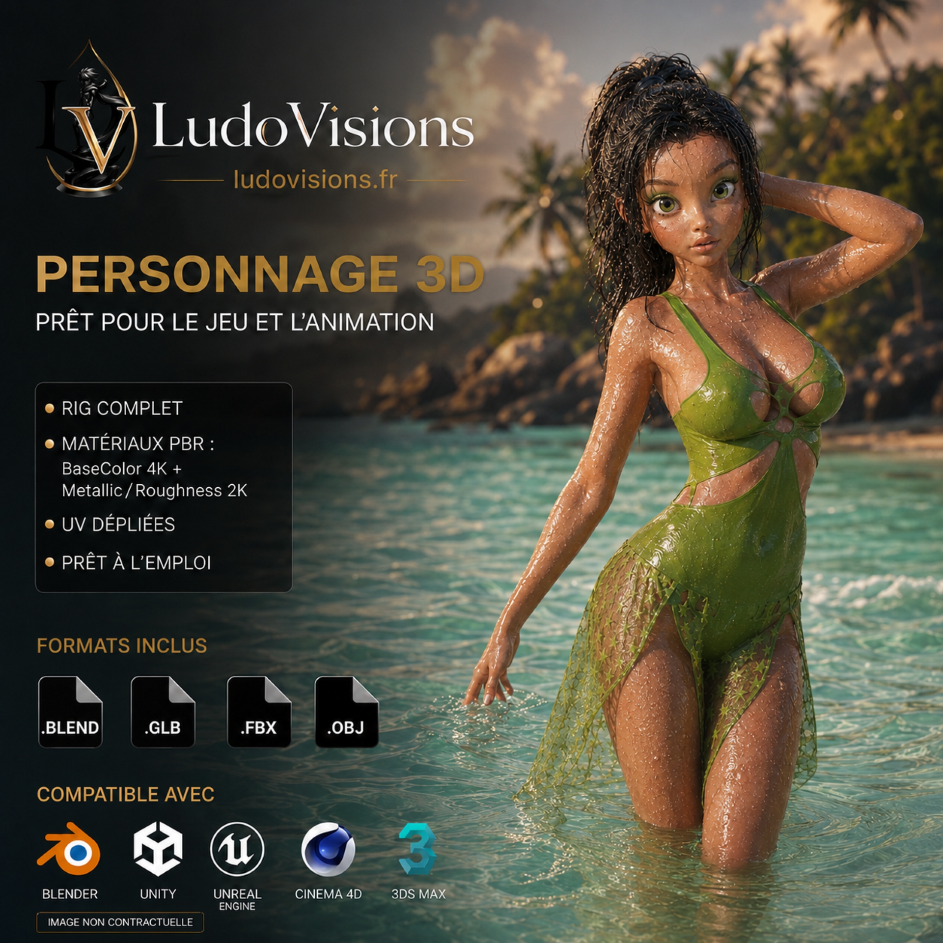 Toon 3D 8 – Personnage 3D cartoon fille riggé | Blender, FBX, OBJ, GLB – Image 10