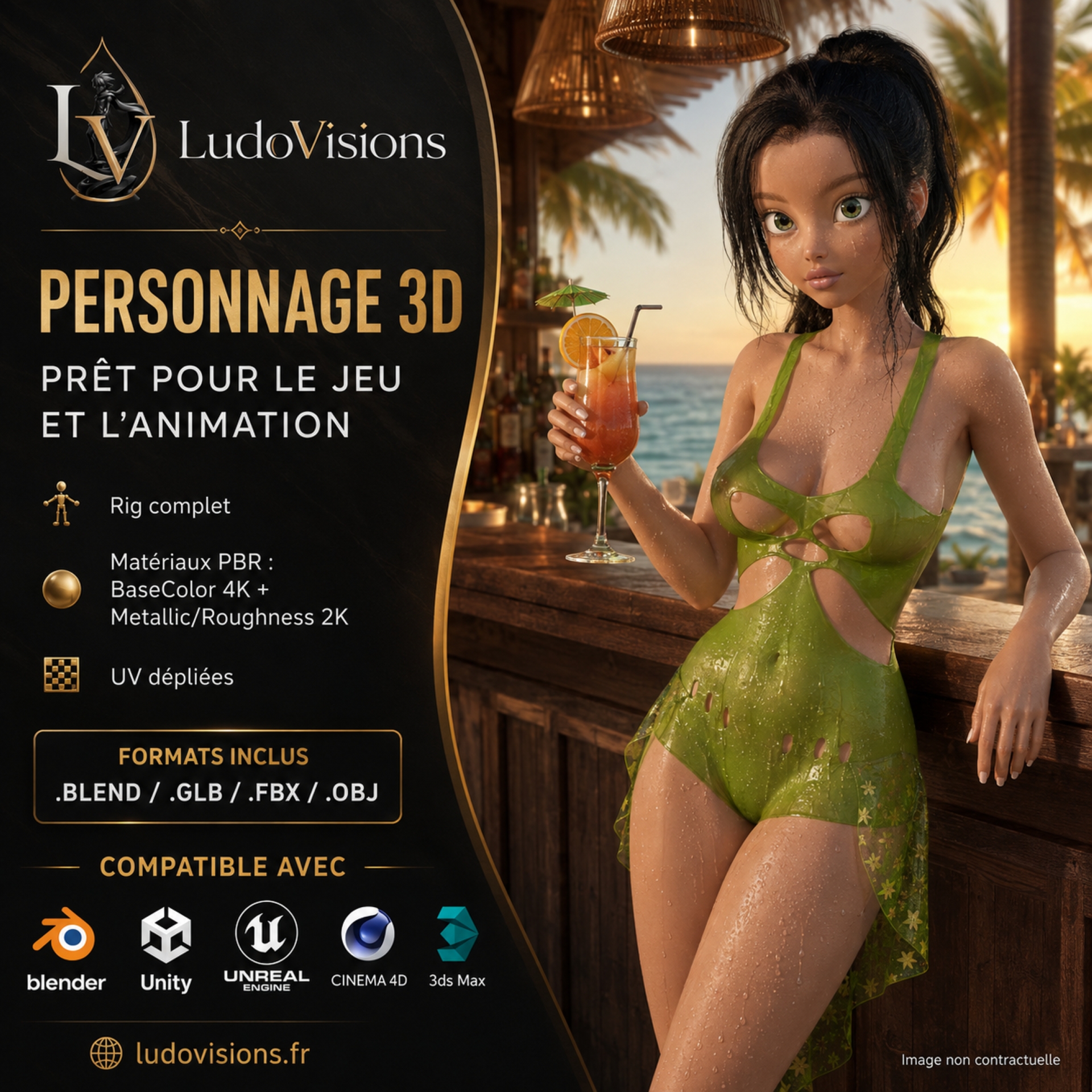 Toon 3D 8 – Personnage 3D cartoon fille riggé | Blender, FBX, OBJ, GLB – Image 9