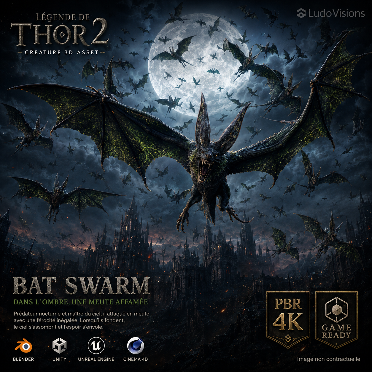 Chauve-Souris Médiévale 3D – Nuée Game-Ready PBR 4K – Légende de Thor 2 – Image 2