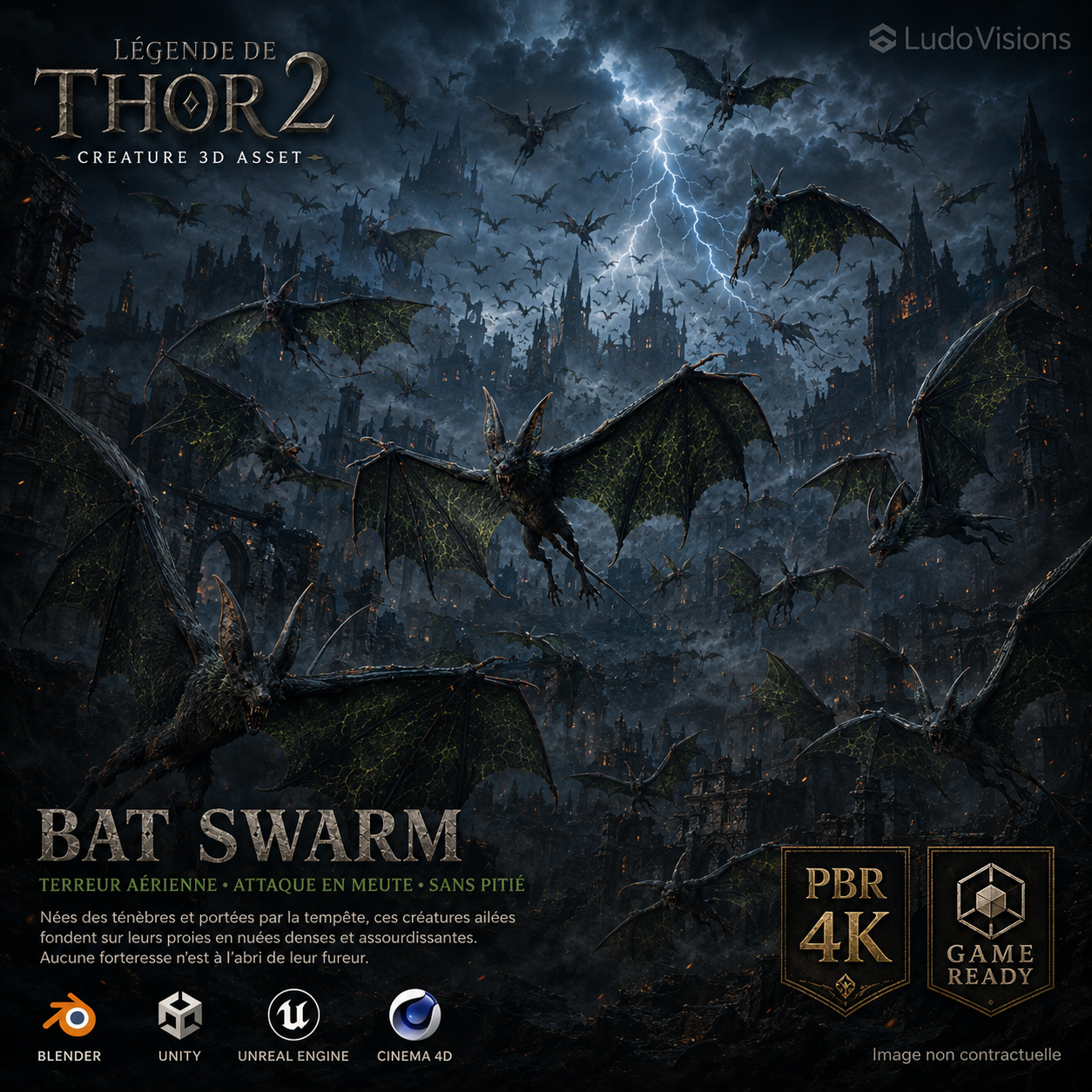Chauve-Souris Médiévale 3D – Nuée Game-Ready PBR 4K – Légende de Thor 2 – Image 5