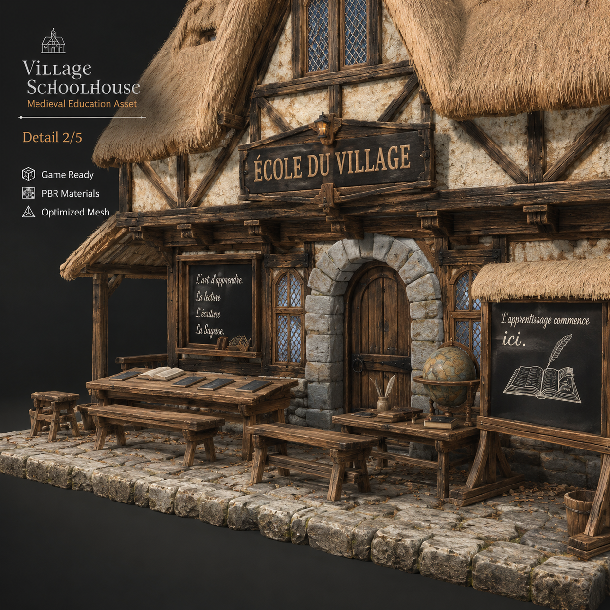 École du Village – Asset 3D Médiéval | La Légende de Thor – Image 3