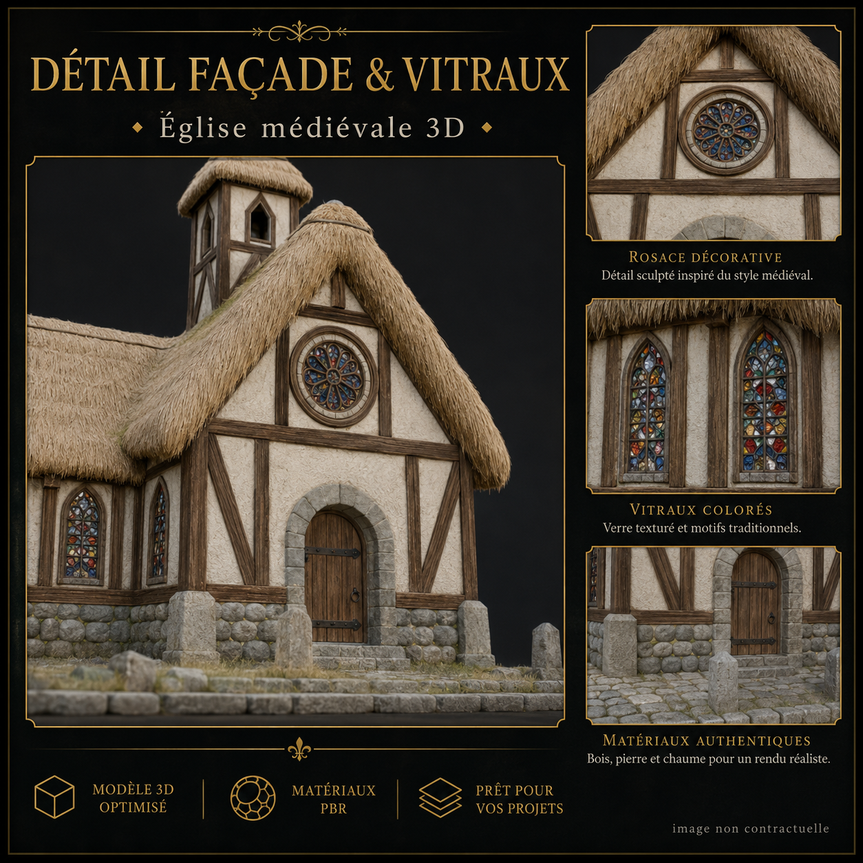 Église Médiévale – Asset 3D Fantasy | La Légende de Thor 2 – Image 4