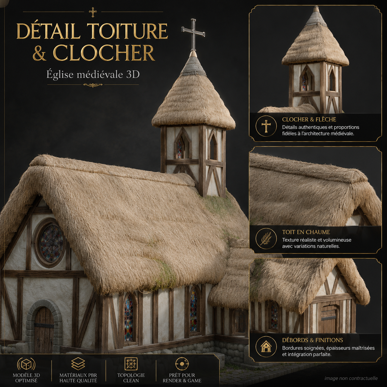 Église Médiévale – Asset 3D Fantasy | La Légende de Thor 2 – Image 5