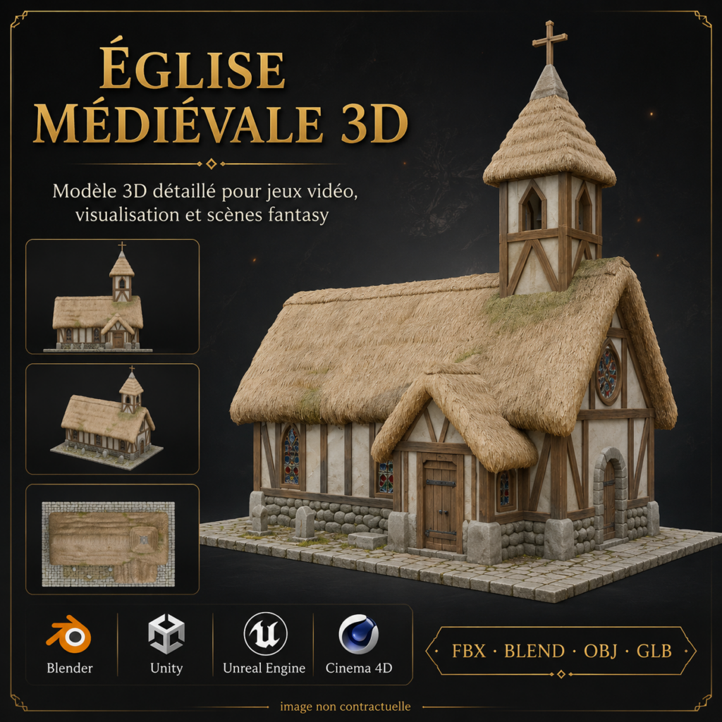 Église Médiévale – Asset 3D Fantasy | La Légende de Thor 2