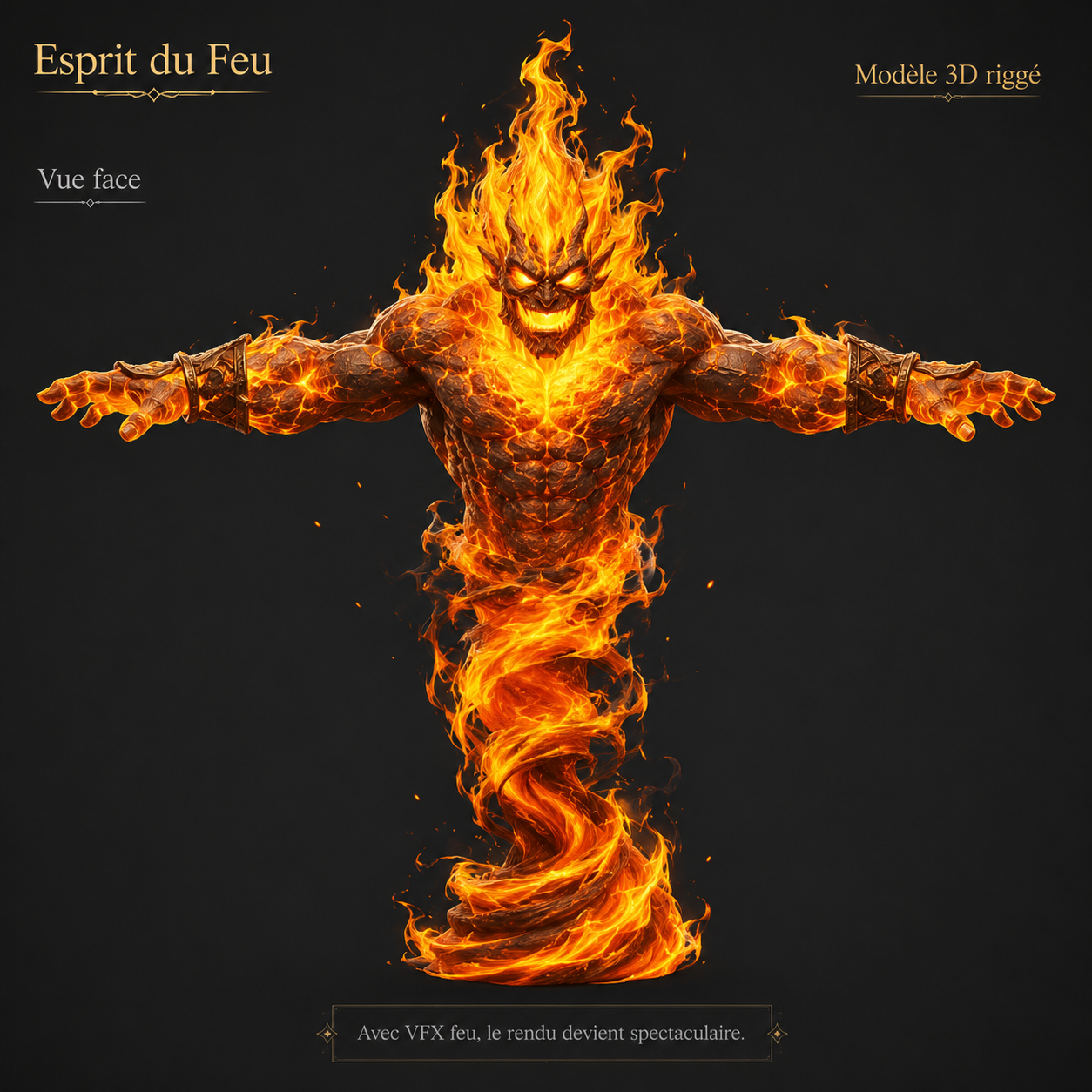 Esprit du Feu – Élémental de Flammes | Asset 3D La Légende de Thor