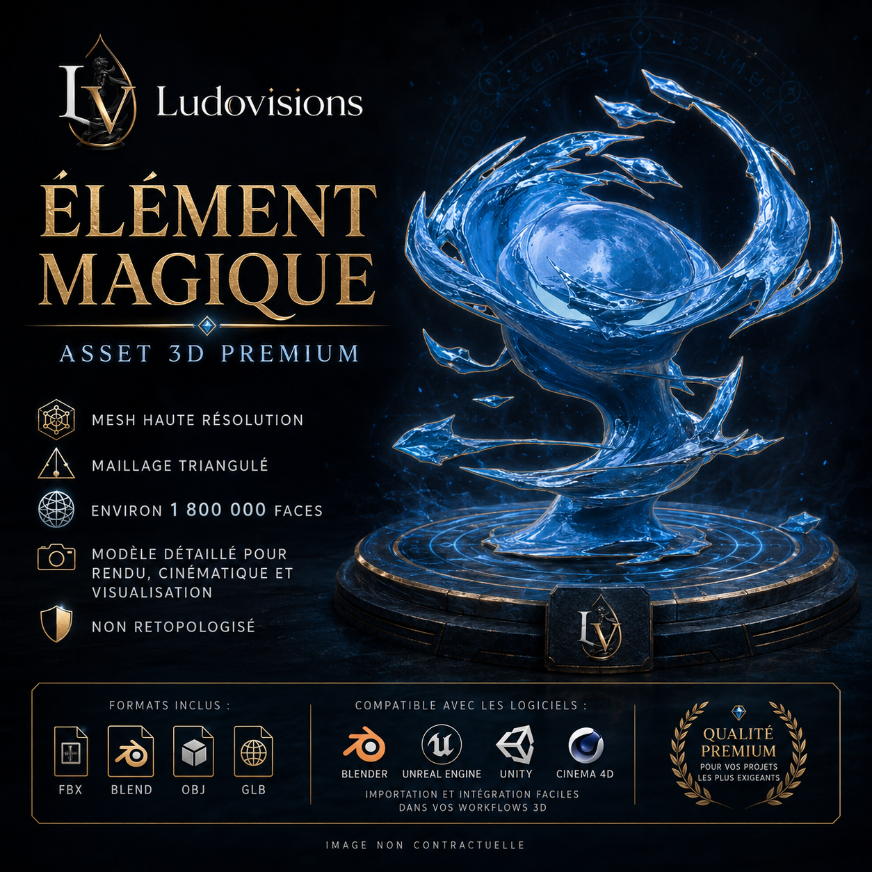 Effet Flaque d’Eau 3D Riggé – Asset Numérique PBR 4K – LudoVisions | Blender FBX OBJ GLB Unity Unreal