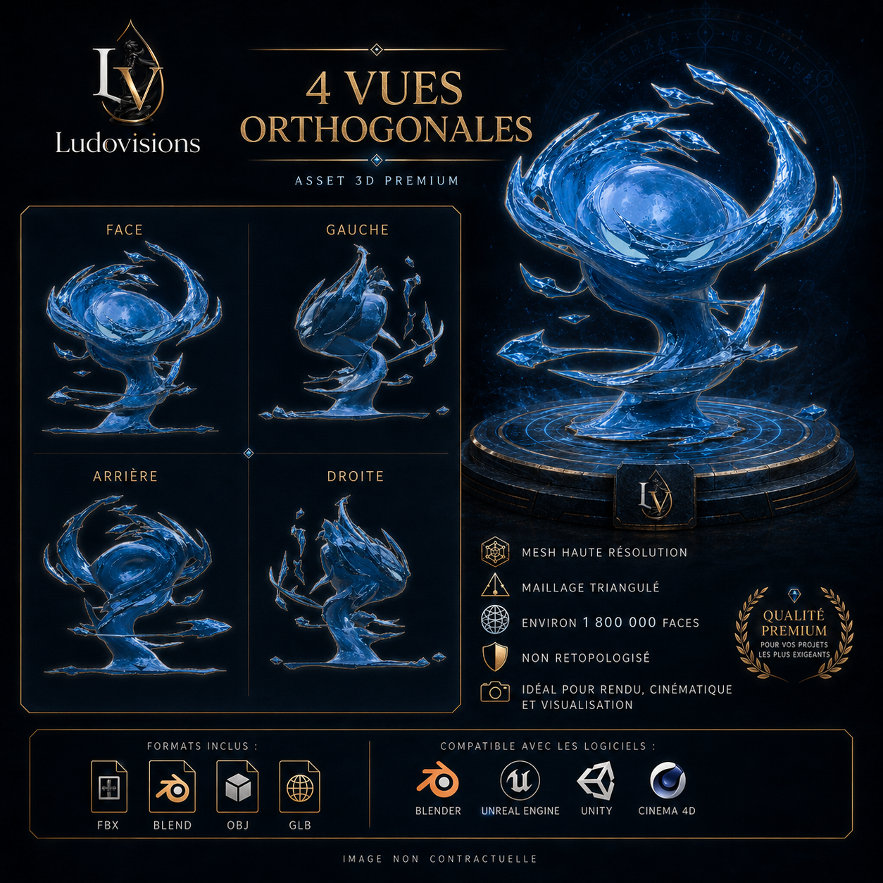 Effet Flaque d’Eau 3D Riggé – Asset Numérique PBR 4K – LudoVisions | Blender FBX OBJ GLB Unity Unreal – Image 10