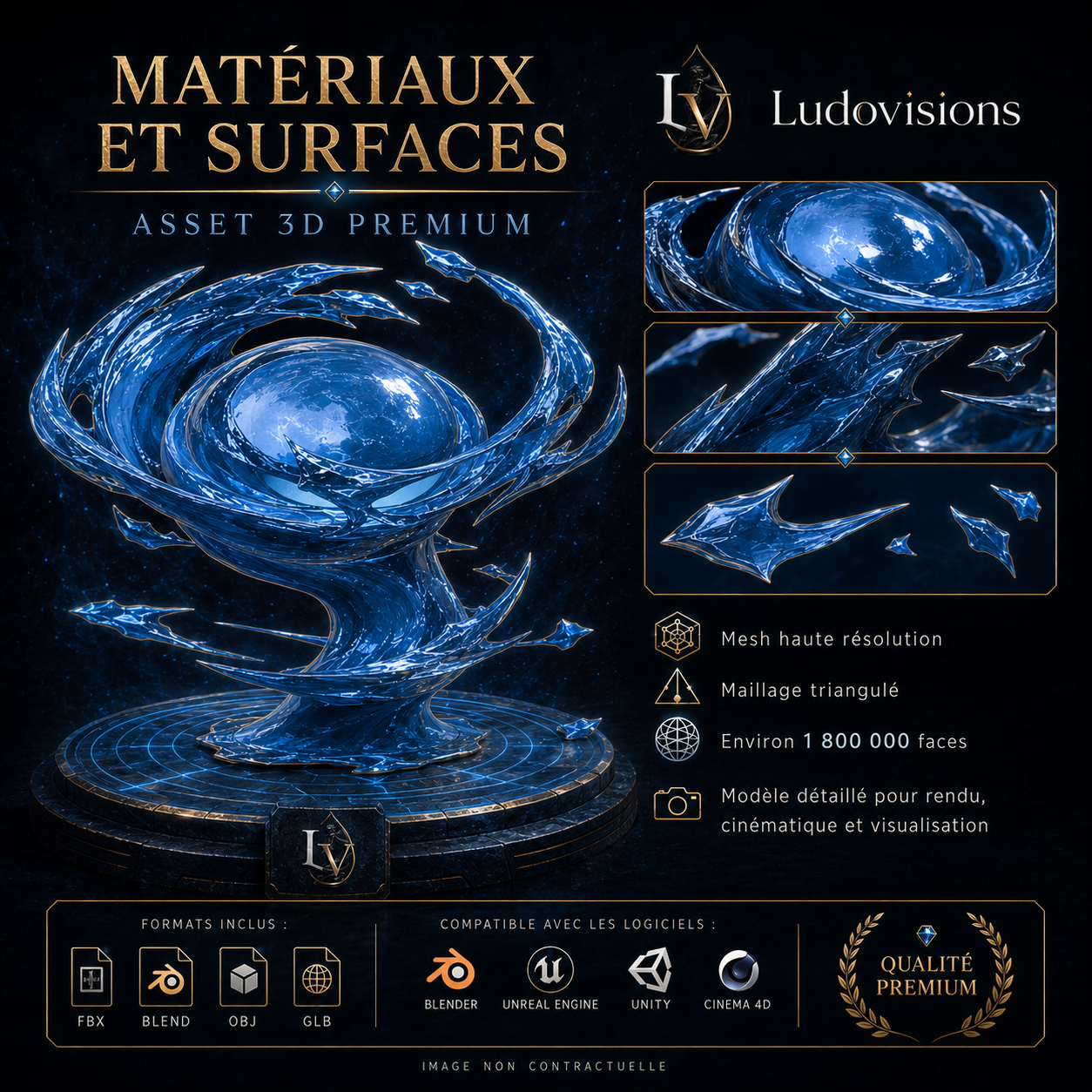 Effet Flaque d’Eau 3D Riggé – Asset Numérique PBR 4K – LudoVisions | Blender FBX OBJ GLB Unity Unreal – Image 8