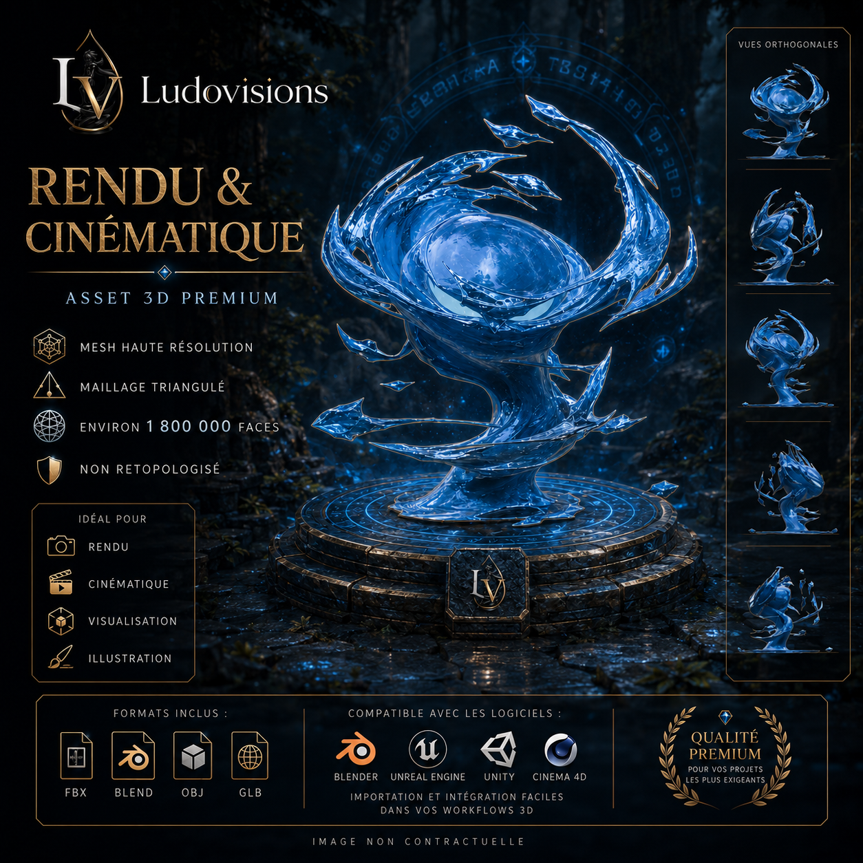 Effet Flaque d’Eau 3D Riggé – Asset Numérique PBR 4K – LudoVisions | Blender FBX OBJ GLB Unity Unreal – Image 6