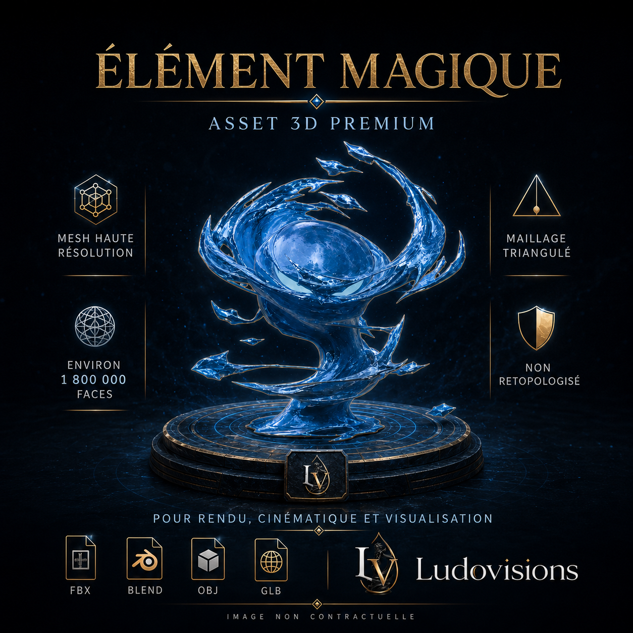 Effet Flaque d’Eau 3D Riggé – Asset Numérique PBR 4K – LudoVisions | Blender FBX OBJ GLB Unity Unreal – Image 3