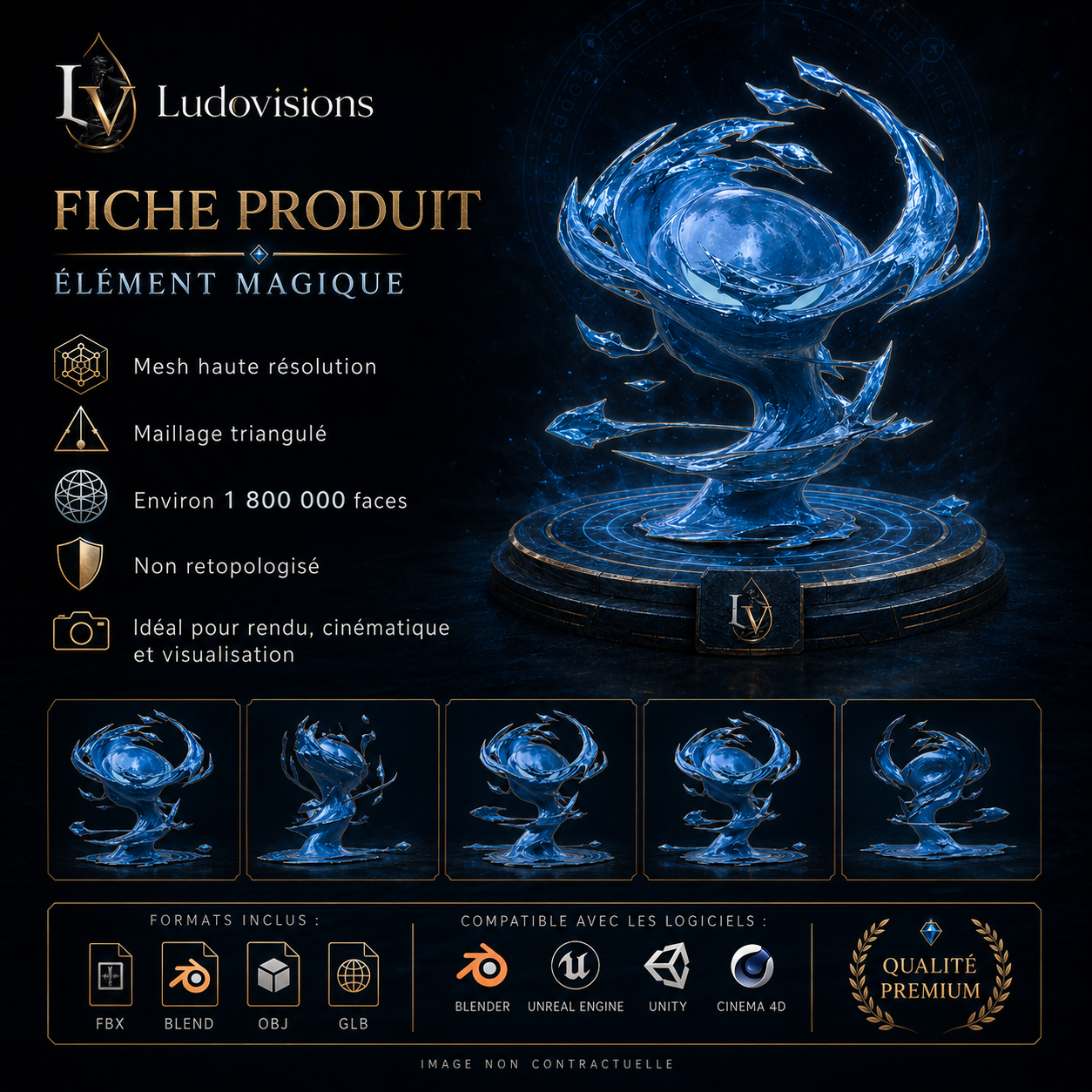 Effet Flaque d’Eau 3D Riggé – Asset Numérique PBR 4K – LudoVisions | Blender FBX OBJ GLB Unity Unreal – Image 2