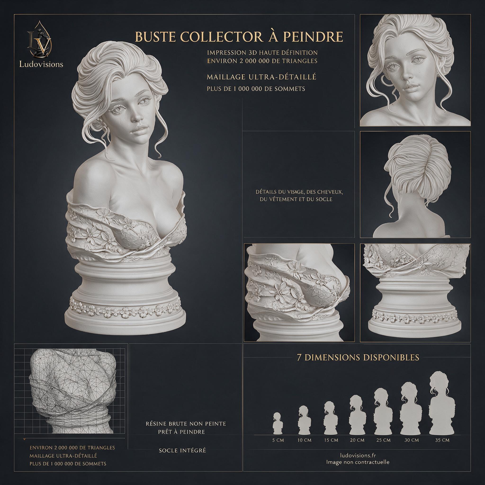 Buste Collector à Peindre — Femme aux Fleurs – Image 5