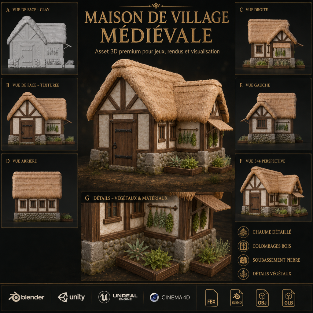 Maison Médiévale 1 – Asset 3D Village | La Légende de Thor