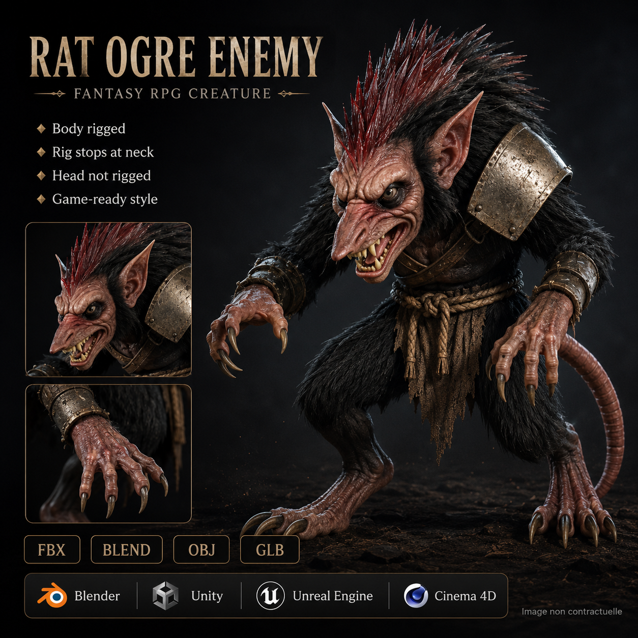 Méchant Rat-Ogre – Créature Ennemie 3D | La Légende de Thor 2 – Image 2