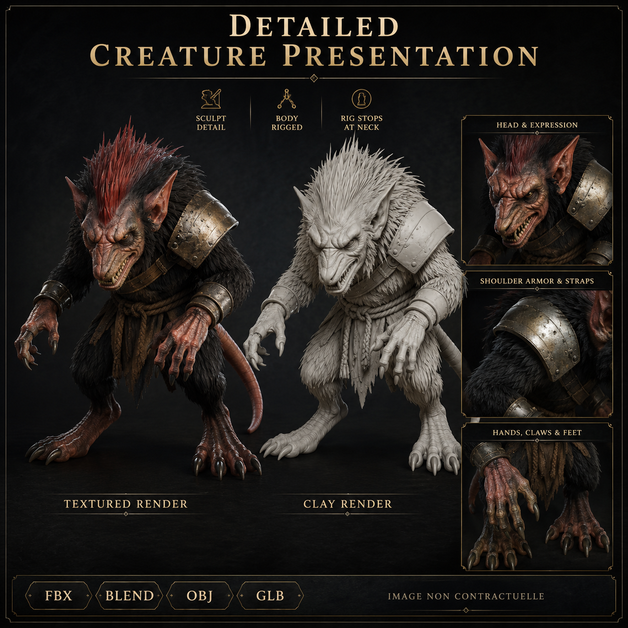 Méchant Rat-Ogre – Créature Ennemie 3D | La Légende de Thor 2 – Image 3
