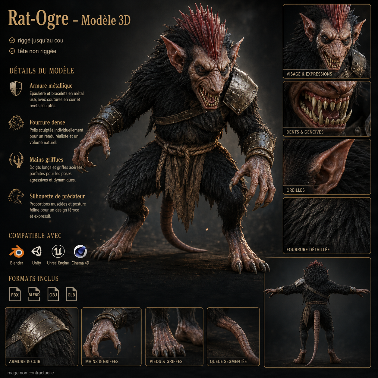 Méchant Rat-Ogre – Créature Ennemie 3D | La Légende de Thor 2 – Image 6