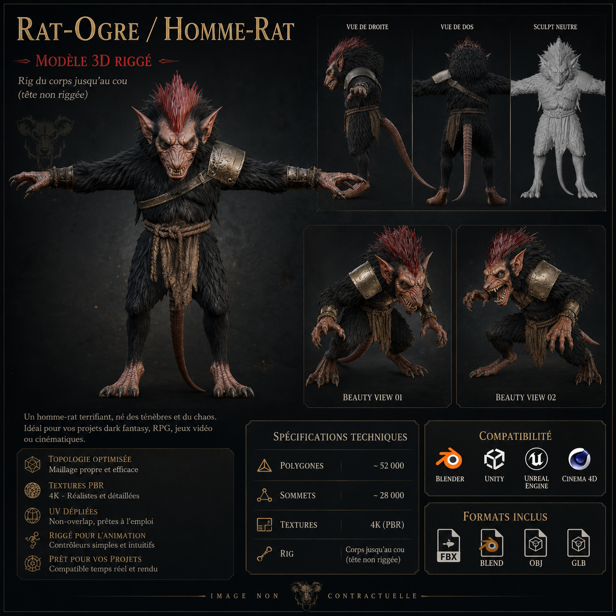Méchant Rat-Ogre – Créature Ennemie 3D | La Légende de Thor 2 – Image 5