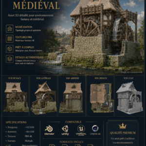 Le Moulin à Eau Médiéval – Asset 3D | La Légende de Thor