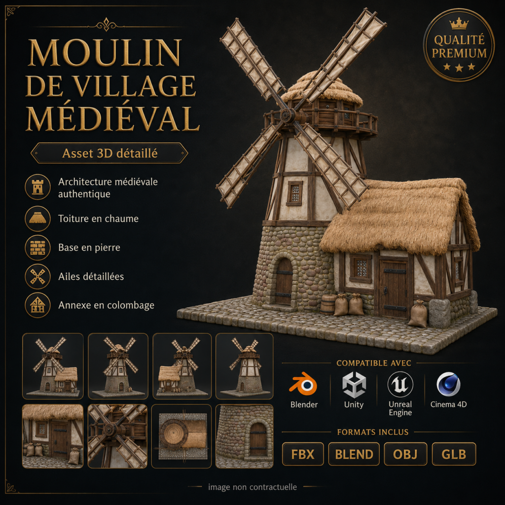 Le Moulin Médiéval – Asset 3D | La Légende de Thor