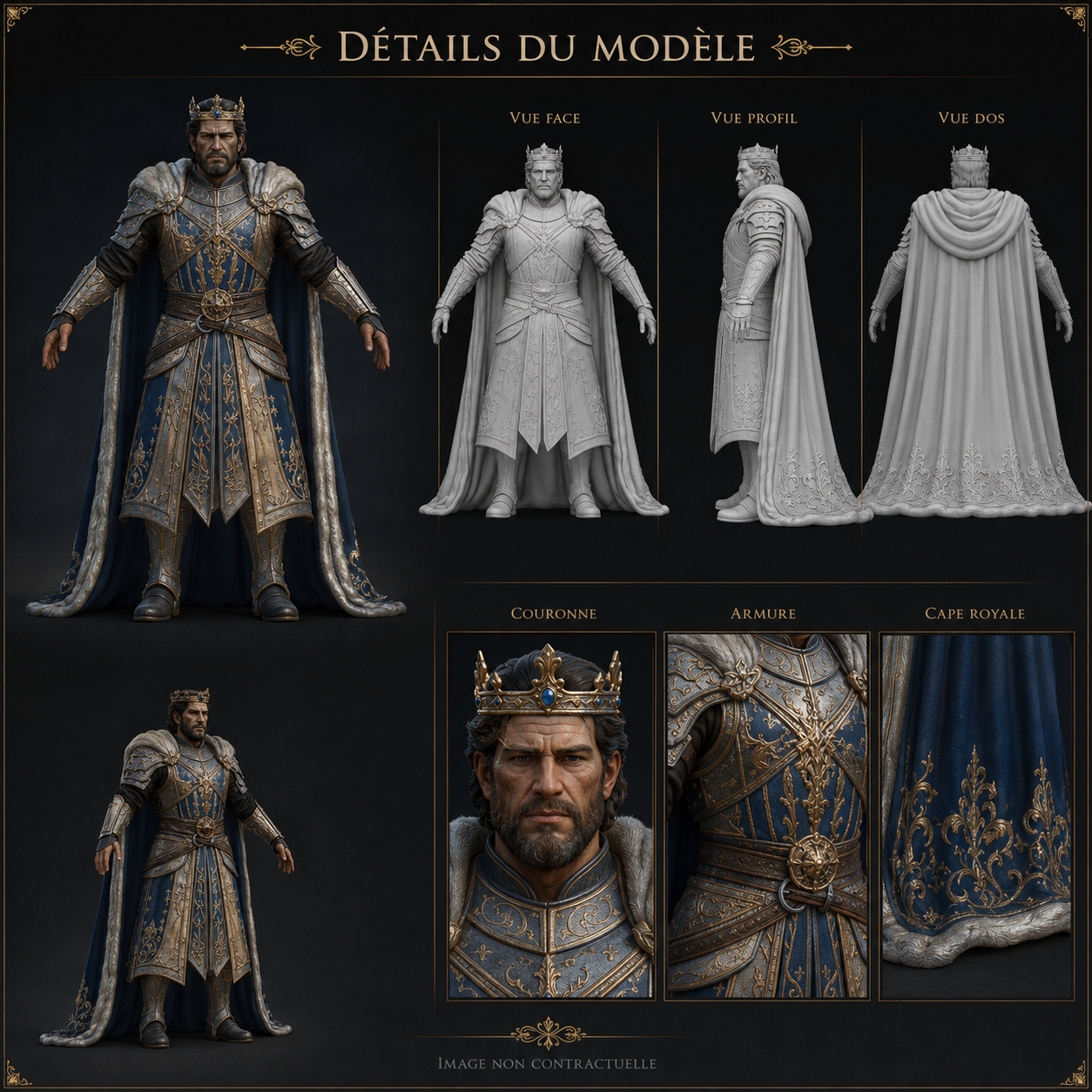 Roi du Palais – Personnage 3D Fantasy | Asset Blender GLB | La Légende de Thor – Image 5