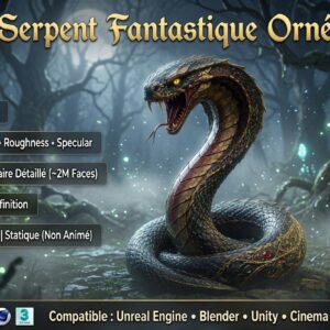 Serpent Géant 3D – Personnage Méchant Rigé | PBR 4K | GLB FBX OBJ Blender | Légende de Thor 2