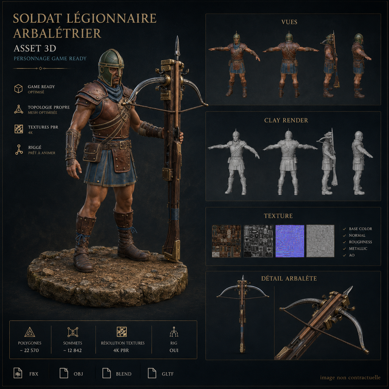 Soldat Légionnaire Arbalétrier – Asset 3D | La Légende de Thor 2 – Image 2