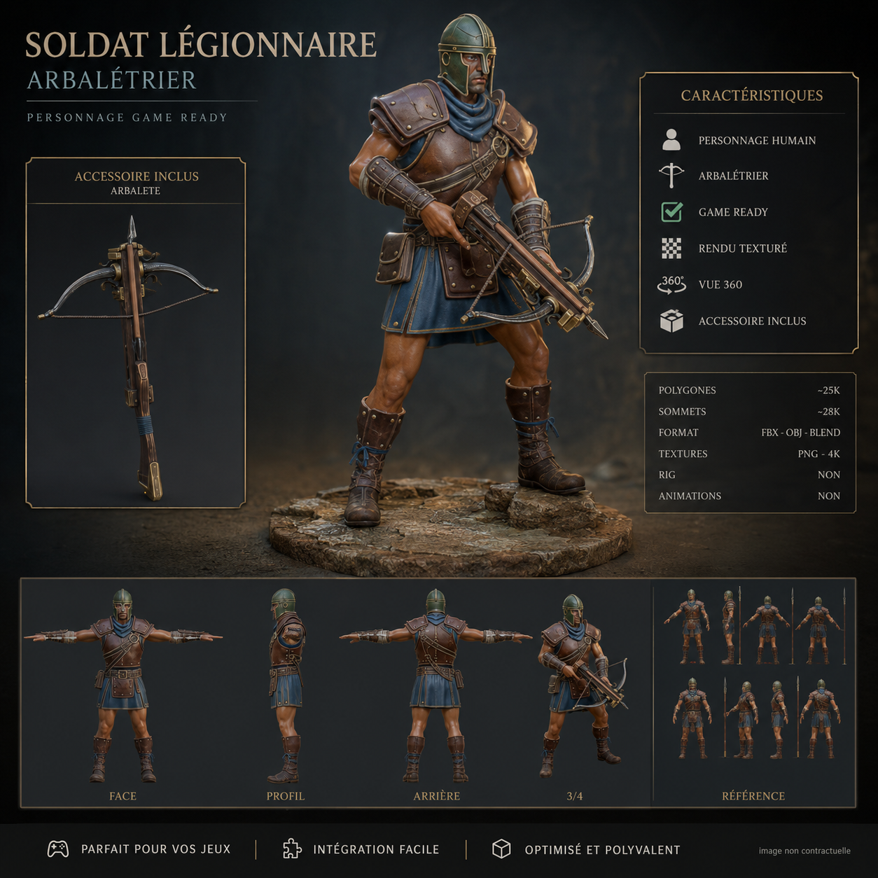Soldat Légionnaire Arbalétrier – Asset 3D | La Légende de Thor 2 – Image 3