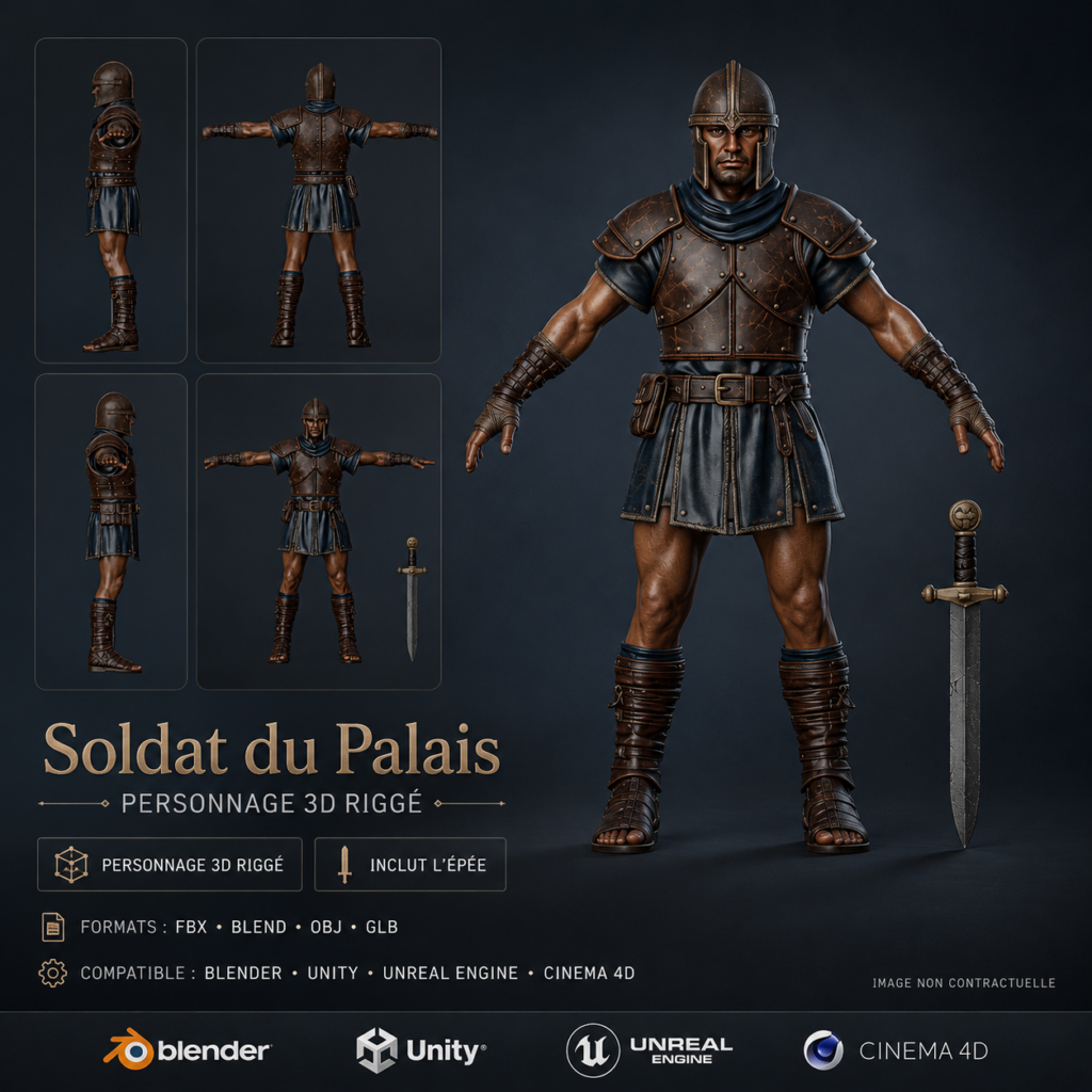 Soldat Médiéval 3D Game-Ready – Personnage PBR 4K avec Épée | Légende de Thor 2