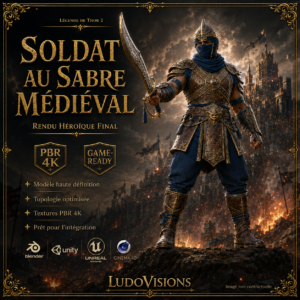 Soldat au Sabre Médiéval 3D – Personnage Game-Ready PBR 4K – Légende de Thor 2