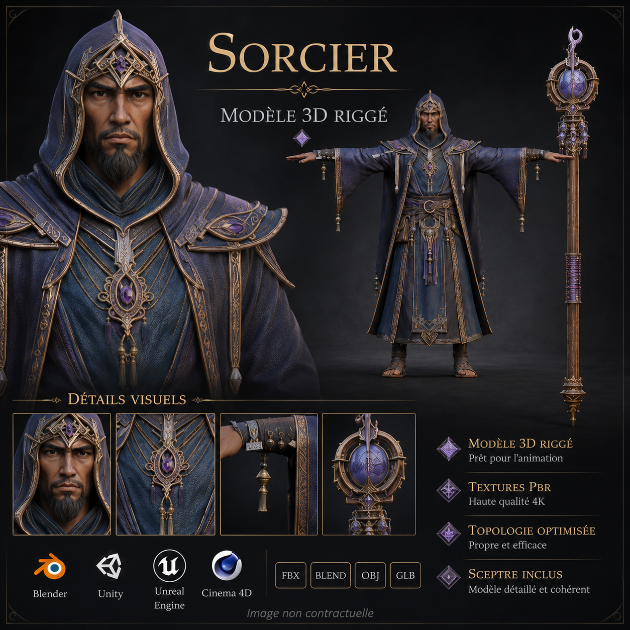 Sorcier Maléfique – Asset 3D Fantasy | La Légende de Thor 2 – Image 6